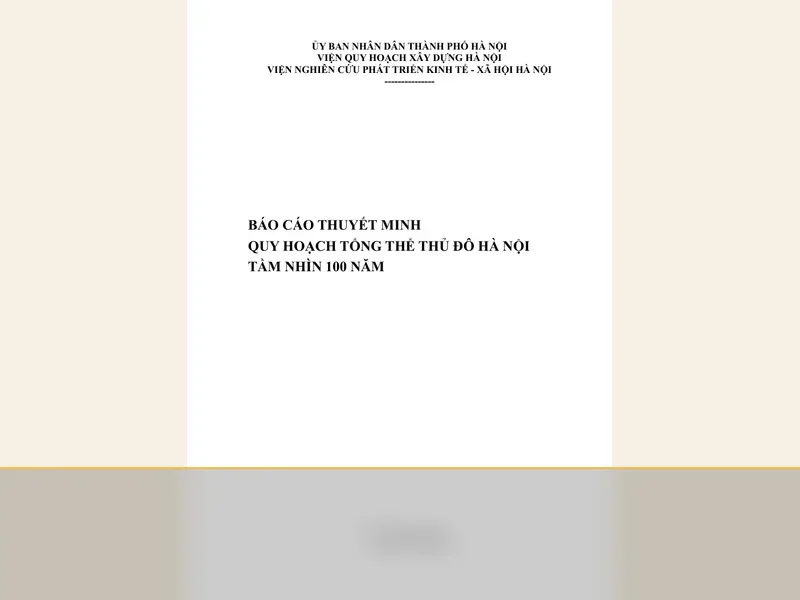 Bìa Báo cáo thuyết minh Quy hoạch tổng thể Thủ đô Hà Nội